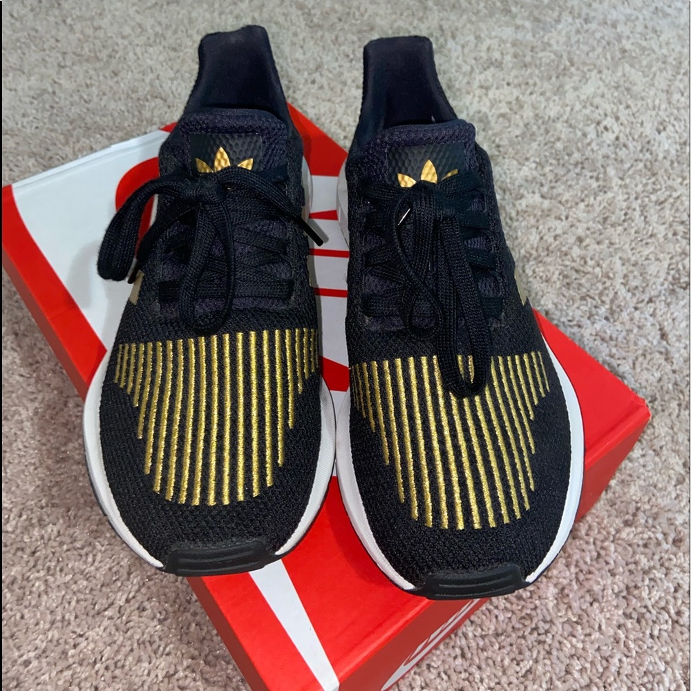 Black and Gold Adidas Sneakers